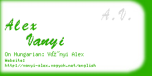 alex vanyi business card